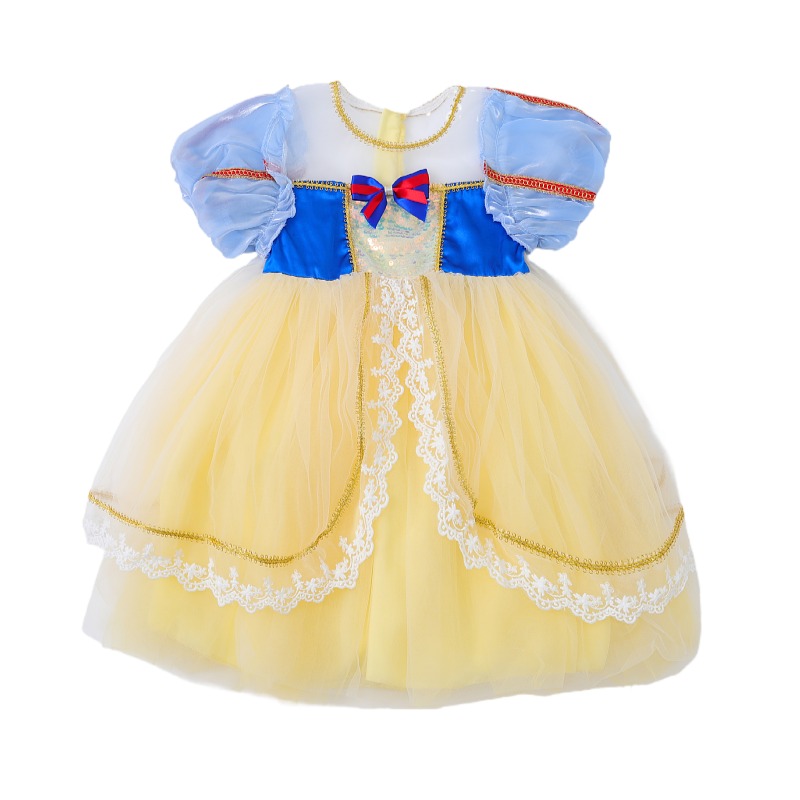 女童演出服夏季小女孩白雪公主连衣裙儿童泡泡袖蓬蓬纱礼服表演裙