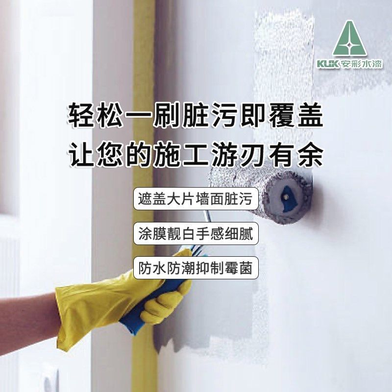 安彩DIY客厅乳胶漆室内自刷油漆家用涂料白色墙面翻新儿童房水漆