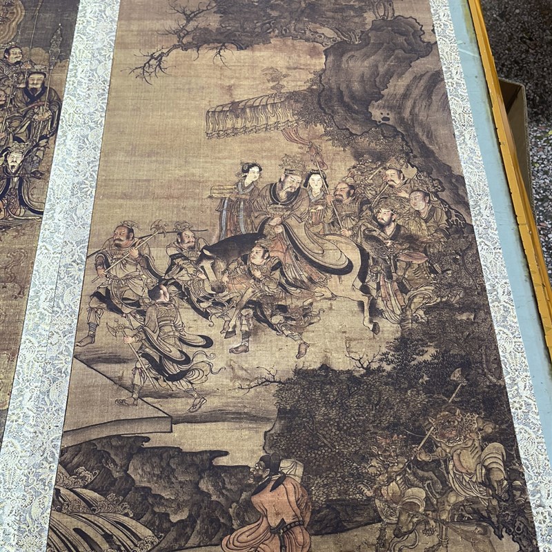 传吴道子 三官图轴 唐代道天官地官水官工笔人物道释画参考素材