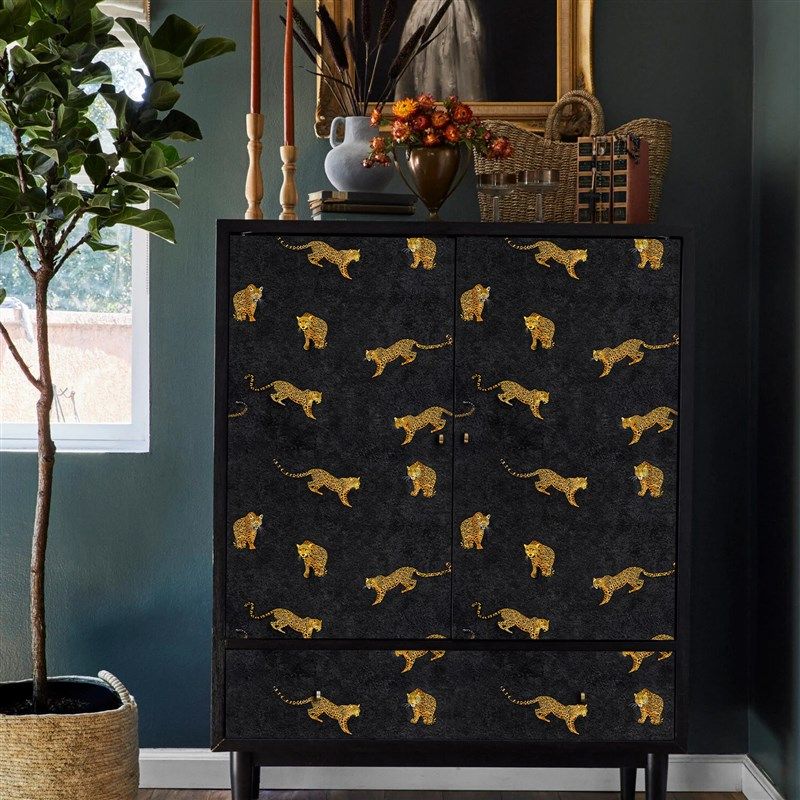 复古豹子家具翻新贴纸自粘柜子移门装饰遮丑墙纸衣柜老式木柜改造,家居饰品,软装墙贴,淘宝优惠券,粉丝福利购,淘宝优惠卷