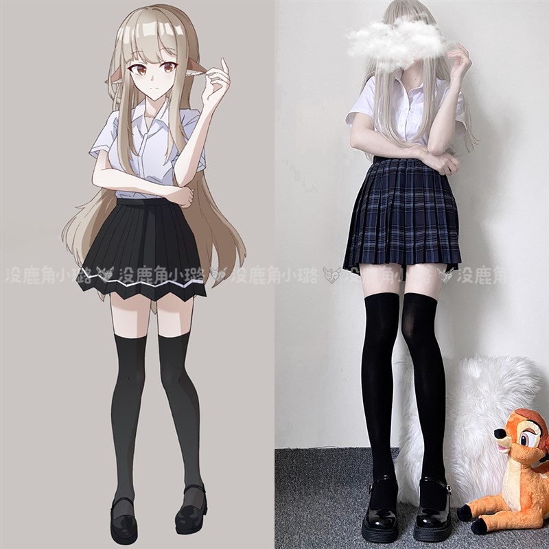 【3双装】压力瘦腿jk袜二次元cos制服过膝小腿中筒天鹅绒袜子女