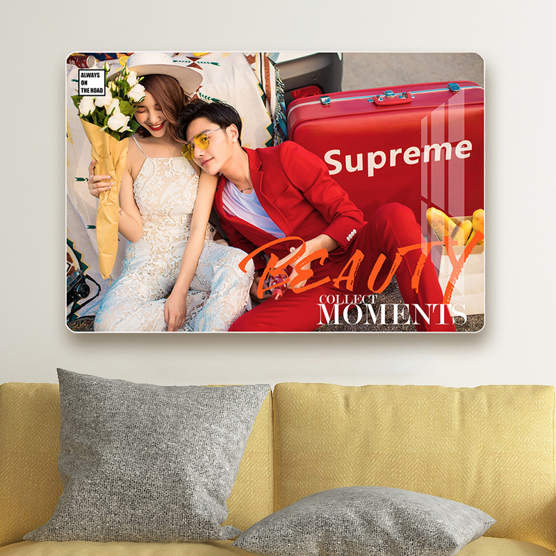 韩式婚纱照挂墙相框定制结婚放大组合照片墙窄边无边框拉米娜水晶