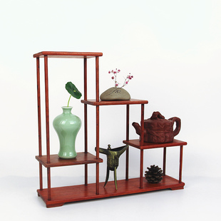 花梨木博古架实木中式小多宝阁紫砂茶壶榫卯架子置物架摆件展示架