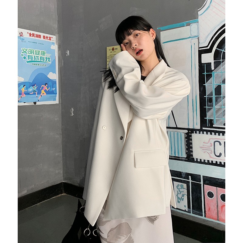 洛边设计师款小众小西服2021秋季新宽松韩版垫肩高级感西装外套女