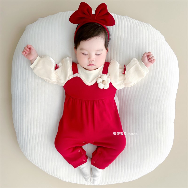 女婴儿衣服宝宝秋装连身超萌公主满月百天秋季外出周岁礼服秋冬装