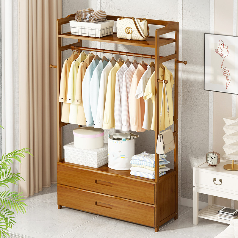 衣架落地挂衣架卧室衣帽架实木床边晚上放衣服神器家用衣服置物架