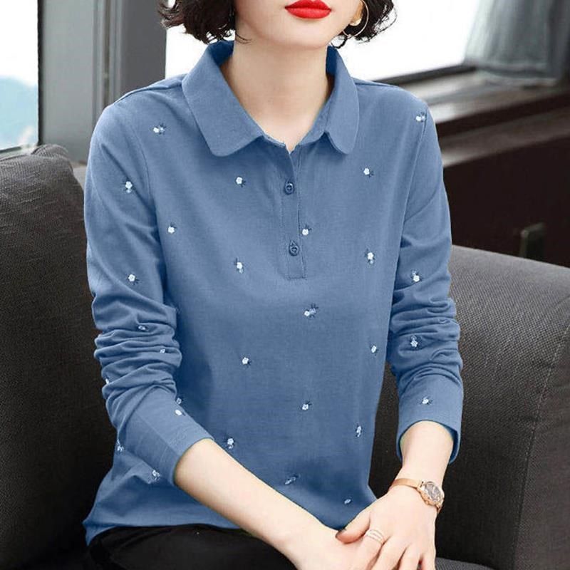 长袖t恤女妈妈装2024春秋新款宽松显瘦百搭polo衫翻领上衣打底衫,女装/女士精品,POLO衫,淘宝优惠券,粉丝福利购,淘宝优惠卷