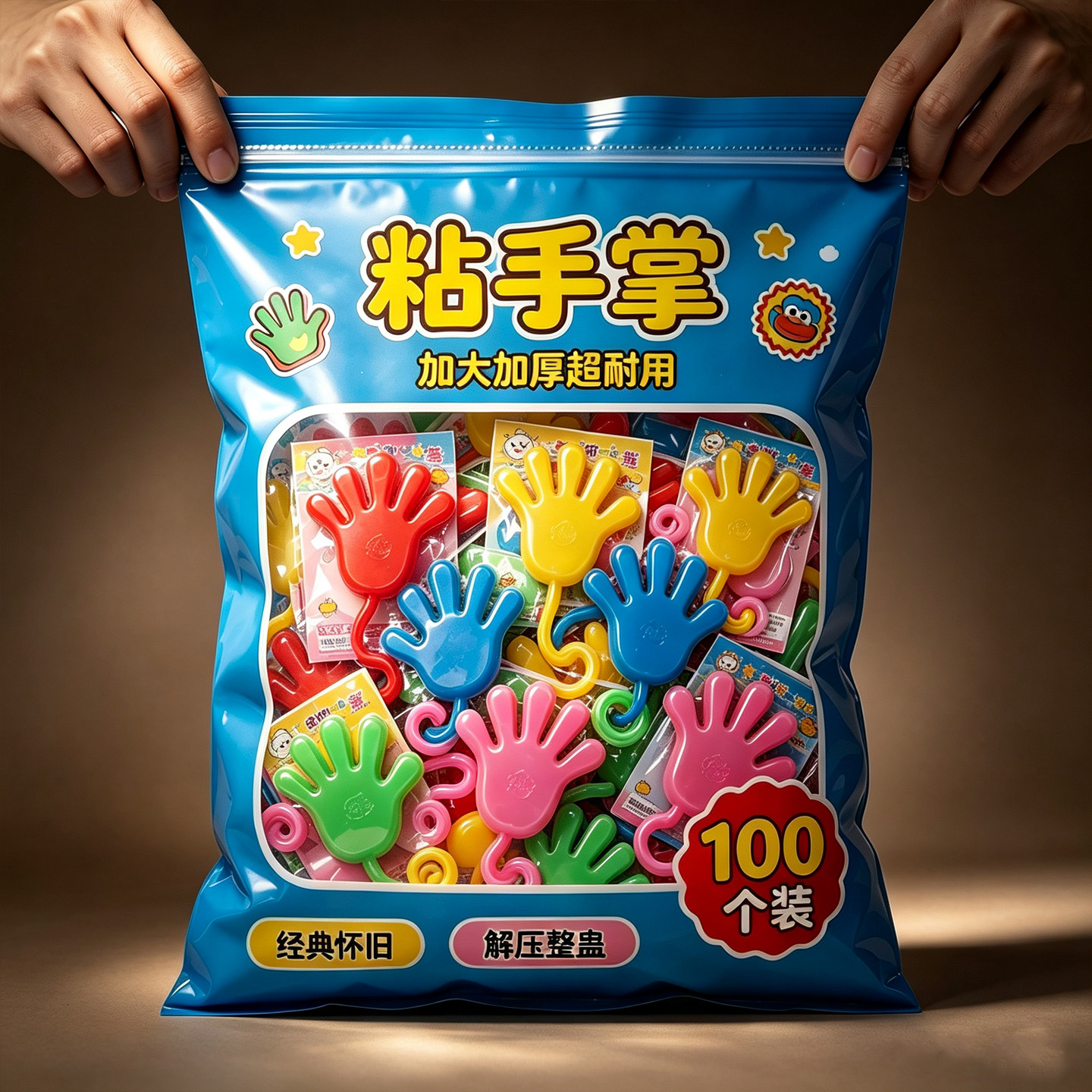 粘手巴掌加大号经典怀旧玩具粘手掌黏墙甩手粘性软胶弹性解压玩具