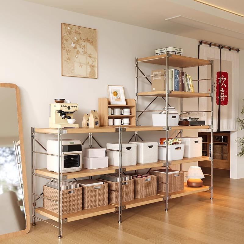 日式置物架落地光轴客厅厨房多层