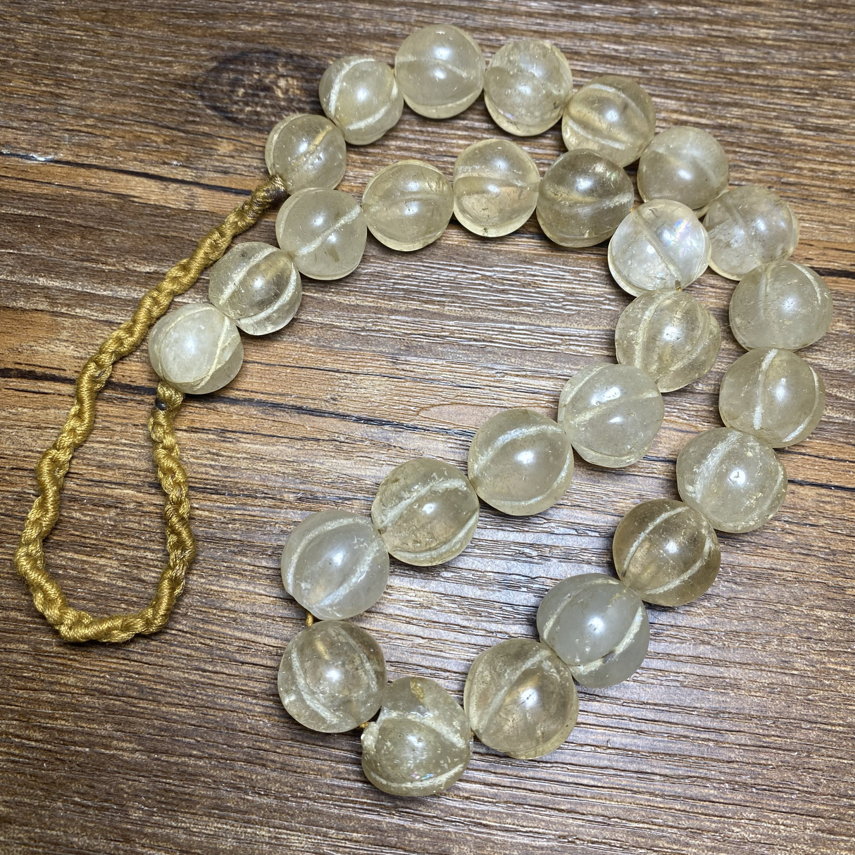 古玩饰品尼泊尔天然老水晶瓜珠喜马拉雅老白水水晶老瓜珠塔链