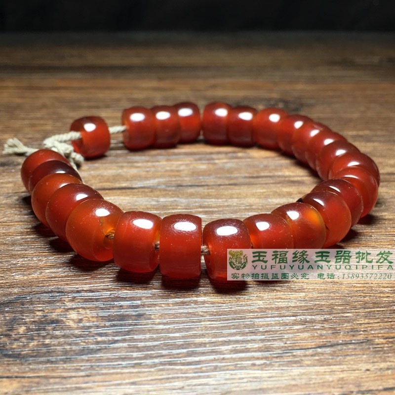 老藏式算盘珠手链风化车轮珠玛瑙