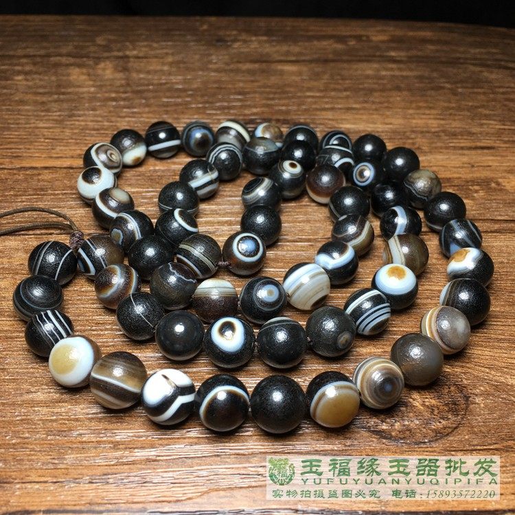 包浆天眼橘皮纹缠丝玛瑙药师珠佛珠手串手链男女款眼珠风化老玛瑙