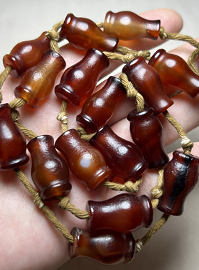 古玩老珠子辽金老酒红玛瑙直圆长管珠吊坠勒子项链花瓶勒子配饰串