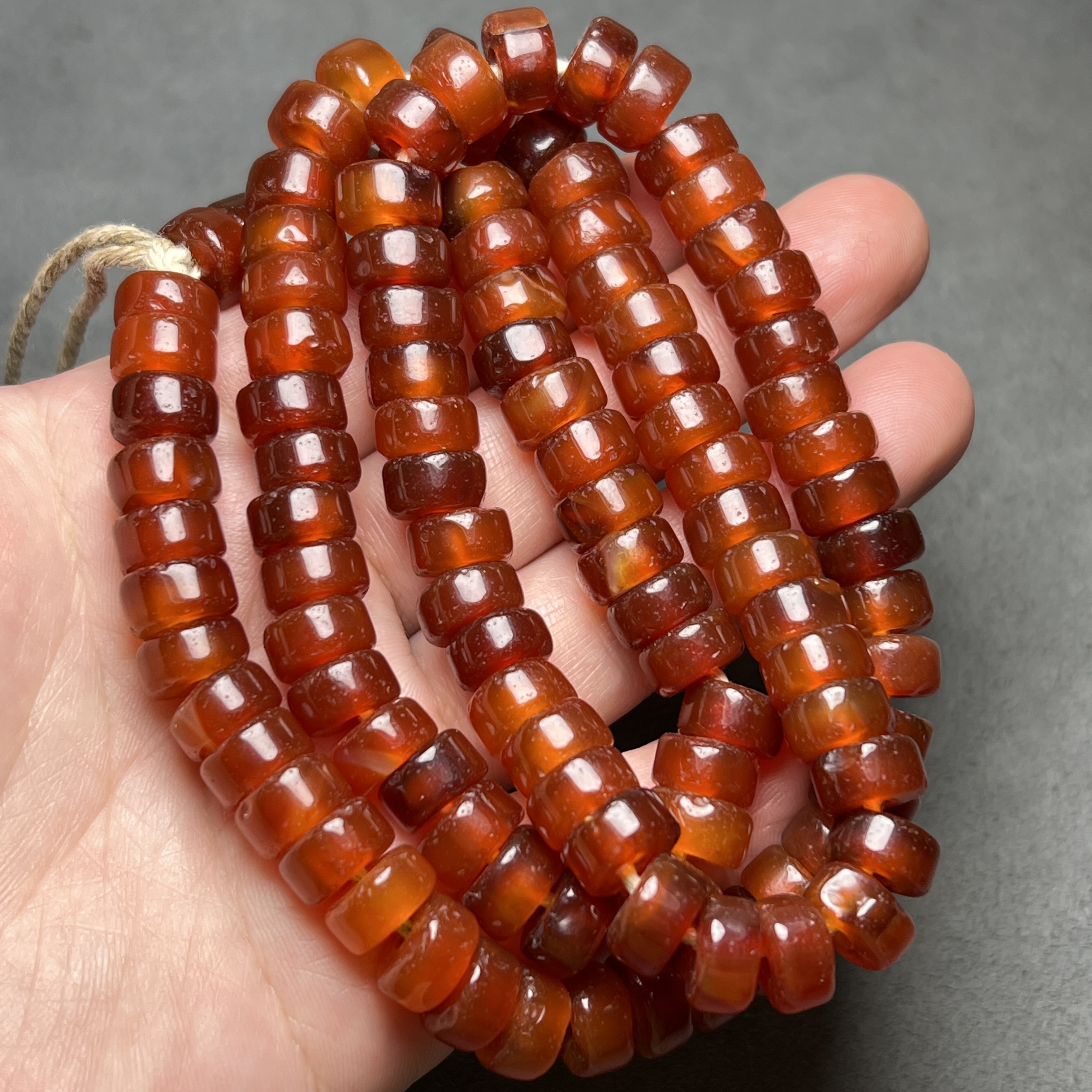 老红玛瑙珠子仿古西周老玛瑙红玛瑙大孔西玛算盘珠串隔珠配珠配饰