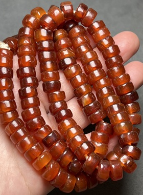 老红玛瑙珠子仿古西周老玛瑙红玛瑙大孔西玛算盘珠串隔珠配珠配饰