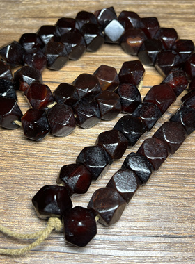 天然酒红老玛瑙糖八棱珠手链手串深红药师珠转运佛珠念珠长串配珠