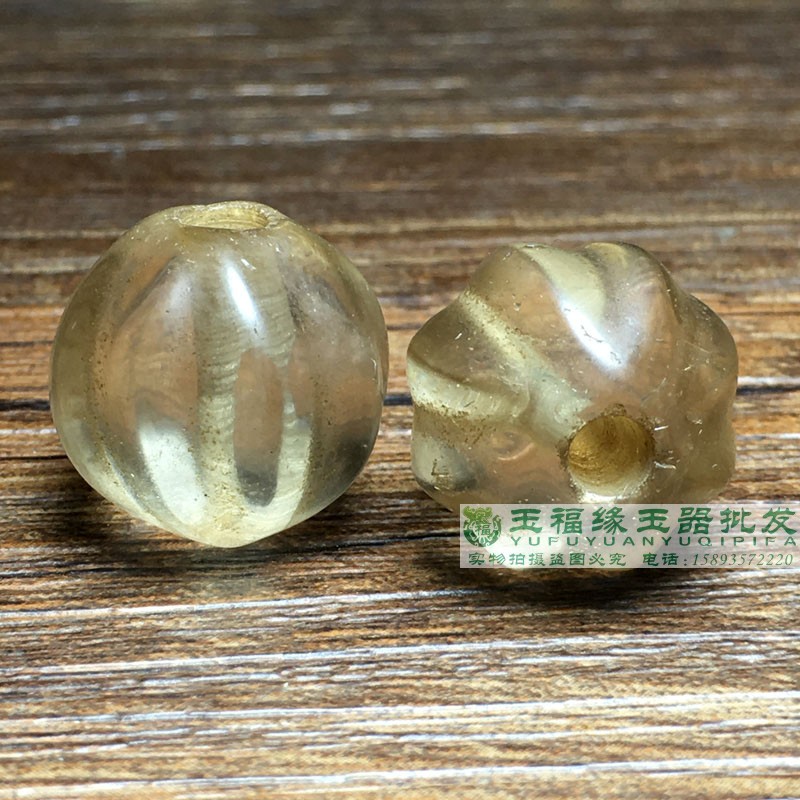 天然老白水晶八棱南瓜珠真水晶圆珠型饱满多宝手串念珠老珠子配饰