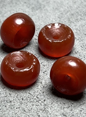 古玩收藏手工打磨老玛瑙磨盘珠平片配珠配饰算盘珠玛瑙大孔磨盘珠