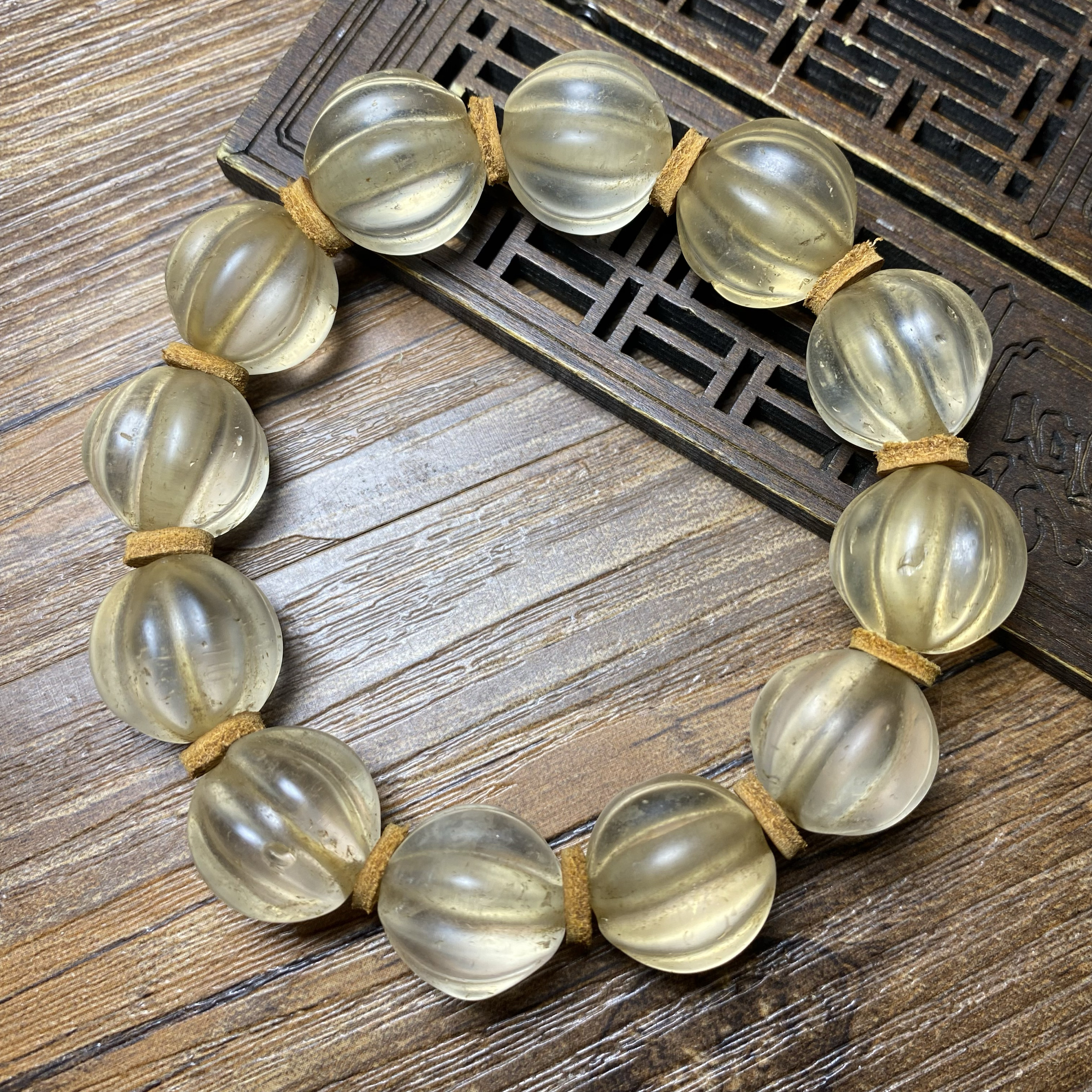 天然尼泊尔天然老水晶珠子瓜珠古珠念珠项链手串珠喜马拉雅老水晶