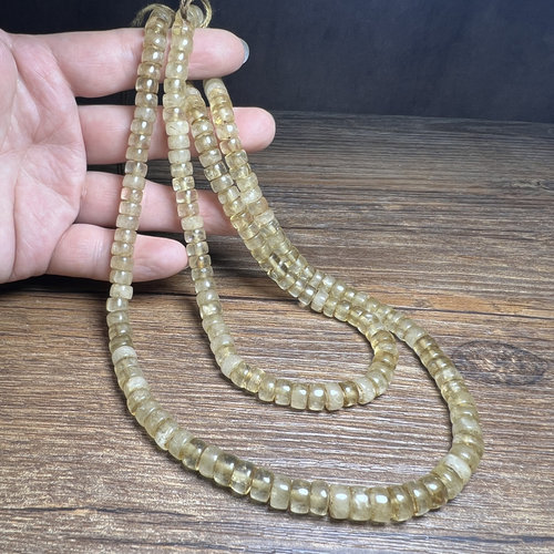 天然老水晶车轮珠算盘珠直切圆隔片珠半成品散珠材料文玩古珠配饰