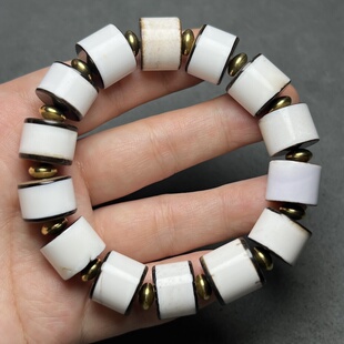 天然原矿西亚黑白剁珠 老古珠配饰手串项链老药师隔片珠diy配件