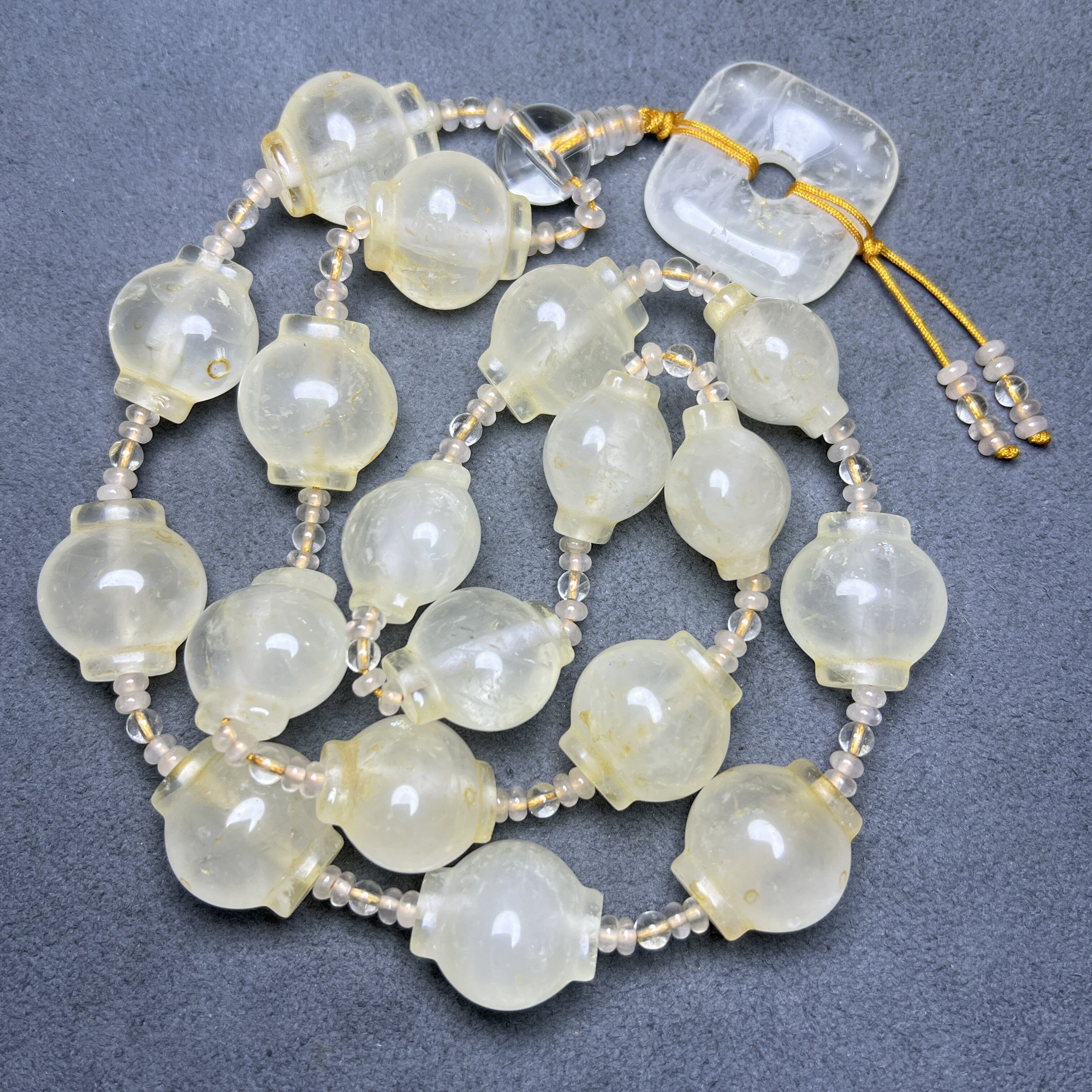 尼泊尔天然水晶多棱白水晶项链灯笼珠白水晶手链项链文玩吊坠配饰