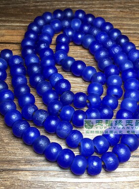 风化包浆老蓝玛瑙珠子仿古西玛瑙隔片珠扁珠算盘珠配珠108佛珠串