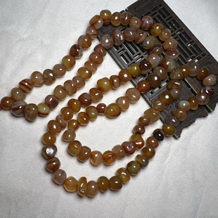 古玩收藏尼泊尔天然色老红玛瑙冰飘随型瓜珠老珠子项链手链配珠