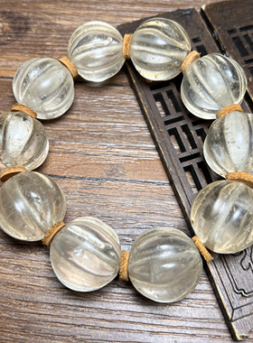 天然尼泊尔藏传老白水晶南瓜珠真水晶圆珠型饱满多宝手串念珠手链