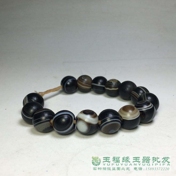 天然缠丝玛瑙天眼药师珠多宝珠老矿玛瑙配珠14大孔橘皮纹老珠子