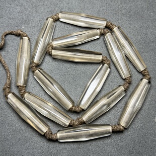 尼泊尔老水晶多棱老白水晶项链吊坠高古水晶老珠子六棱大孔珠配饰