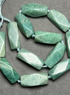 古玩仿老玉器天然天河石切面多棱管珠散珠半成品Diy项链手链配珠