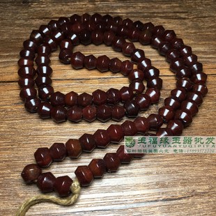 古玩包浆大孔酒红老玛瑙飞蝶珠陀螺珠西周玛瑙项链散珠串108配珠