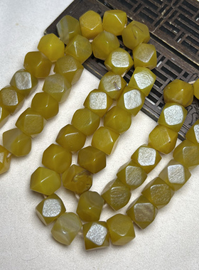 天然糖八棱老黄玛瑙桶珠手链手串橘皮纹大孔药师珠佛珠念珠串配珠