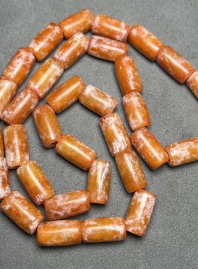 古玩收藏良渚文化玉器包浆河磨玉桶珠手链手串 古玩玉石收藏