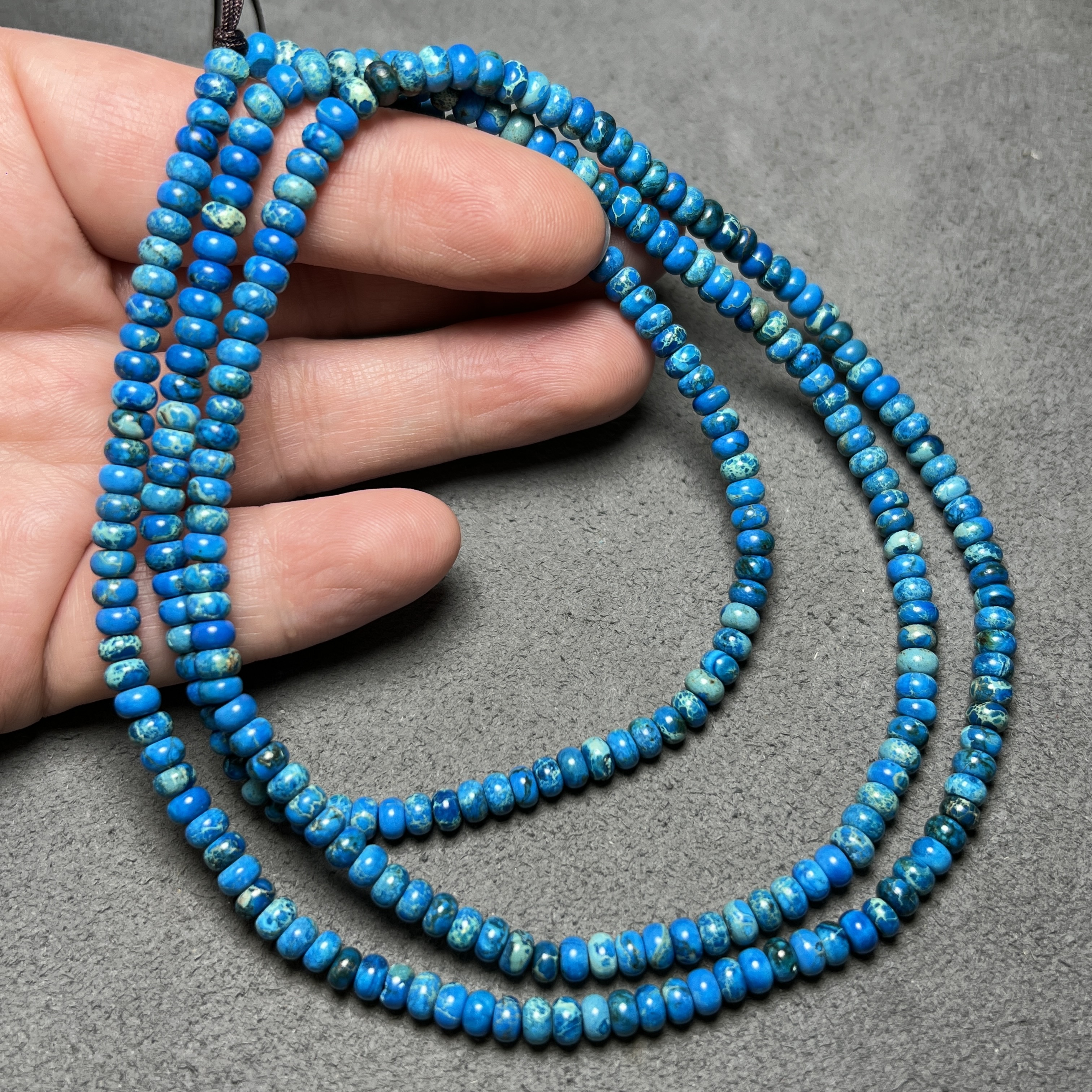 古玩老珠优化蓝松石帝皇松石蓝好意境特色4m项链手串文玩佛珠配饰