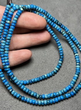 古玩老珠优化蓝松石帝皇松石蓝好意境特色4m项链手串文玩佛珠配饰