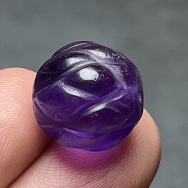 古玩收藏天然紫水晶浅紫手工南瓜珠佛珠手串配饰水晶多棱瓜珠配珠