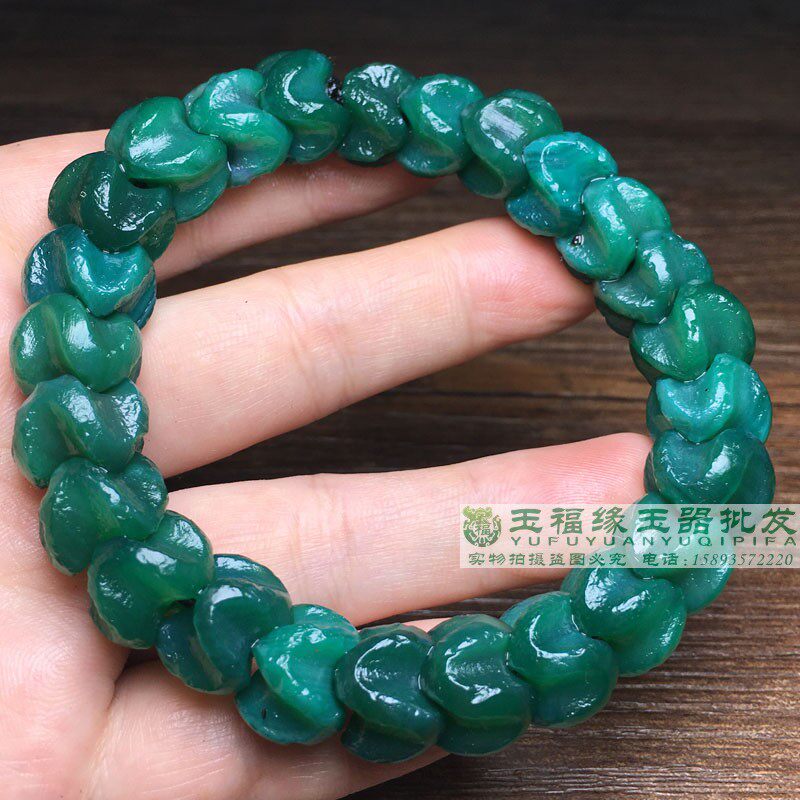 辽金老玛瑙绿玉髓天然老料橘皮纹玛瑙瓜棱随形珠蛇骨串手链佛珠
