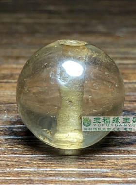 古玩旧藏天然真水晶风化纹圆珠散珠子手串项链配珠锁骨吊坠配饰