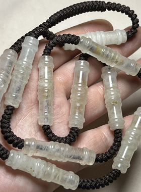 尼泊尔老水晶多棱竹节管珠项链毛衣链水晶长管老珠子散珠项链配珠
