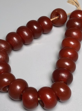 古玩老珠子老玛瑙算盘珠隔片红玛瑙凹面文玩大孔配珠手串项链配饰