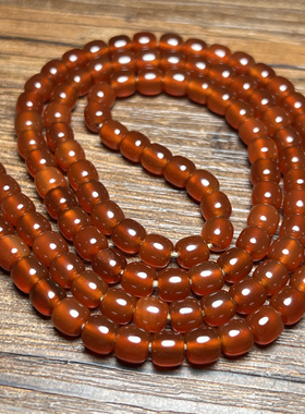西亚油光珠满色酒红色老型珠老玛瑙桶珠手串手链108佛念珠项配珠