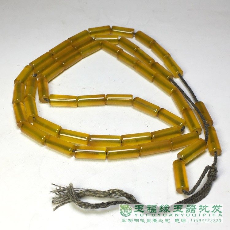古玩收藏管珠老玛瑙黄玉髓珠串项链仿古仿老佛珠散珠配饰玉器链子