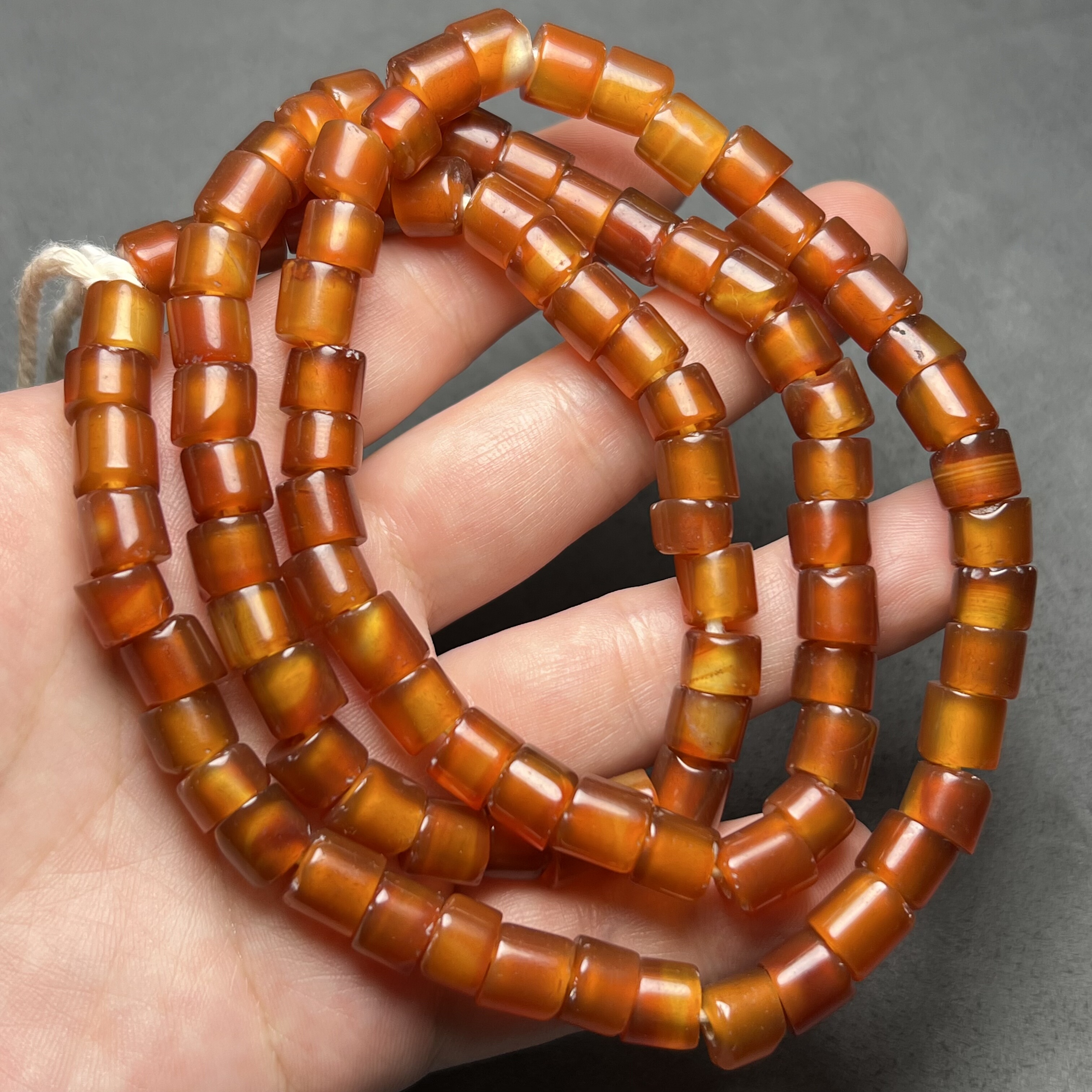 高古西周仿古天然玛瑙直切西玛红玛瑙算盘珠串带包浆隔珠配珠配饰