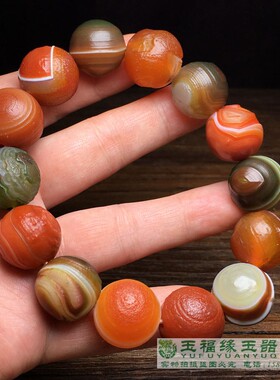 天然阿拉善玛瑙石手串戈壁石奇石花眼缠 眼睛石手链玛瑙风化原石