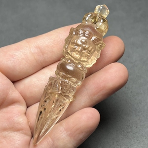 天然白水晶原矿打磨全净体白水晶摆件普巴金刚橛吊坠金刚杵
