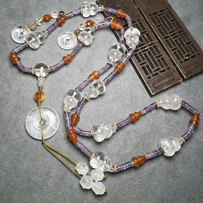 尼泊尔老水晶多棱珠白水晶勒葫芦子水晶长管老珠子散珠项链配珠