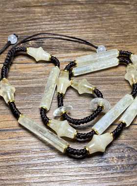 尼泊尔老水晶多棱珠白水晶勒子六棱管水晶长管老珠子散珠项链配珠