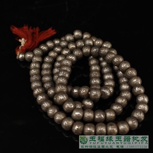 古董收藏杂项黑玄天铁六字真言算盘珠108佛珠项链能量石手串配饰